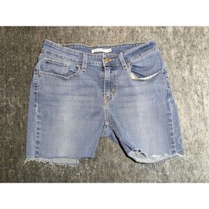 Levis 535 Super Skinny Cutoff Jean Shorts Raw Hem Light Wash Grunge Size 30